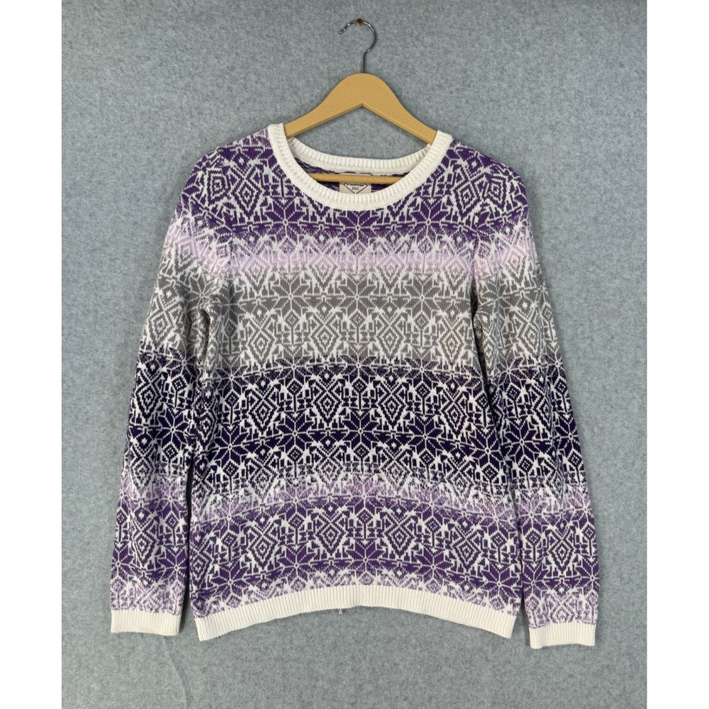 St. John's Bay Medium Sweater Fair Isle Winter Cotton Blend Purple Snowflake